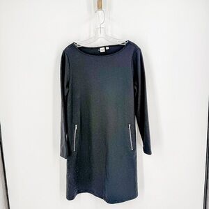 GAP Elegant Black Long Sleeve Dress with Zipper Details